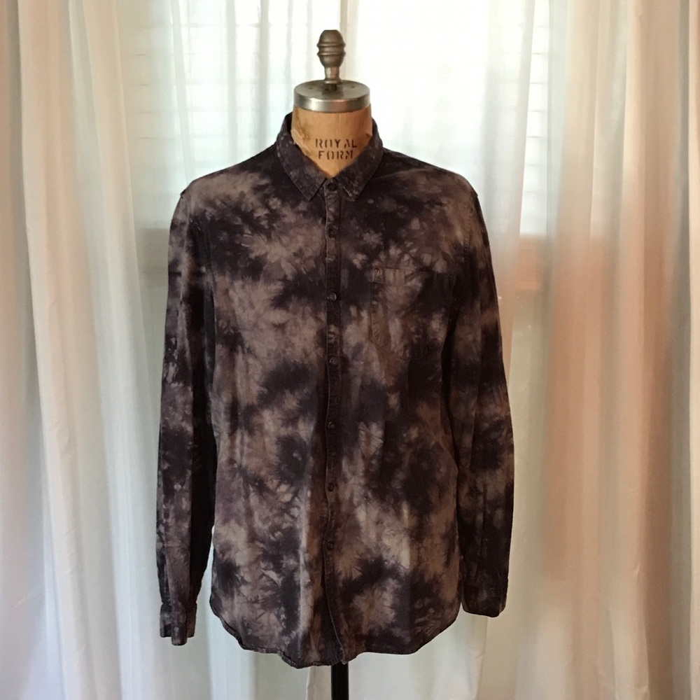 Topman Tie Dye Long Sleeve Dress Shirt XL
